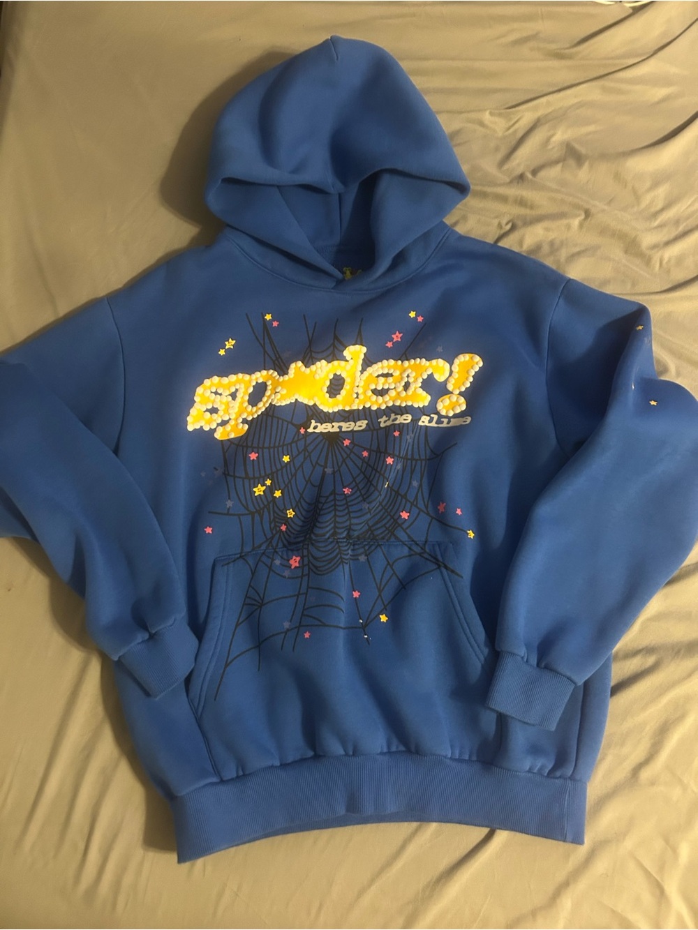 Blue 'Spider!' Graphic Pullover Hoodie